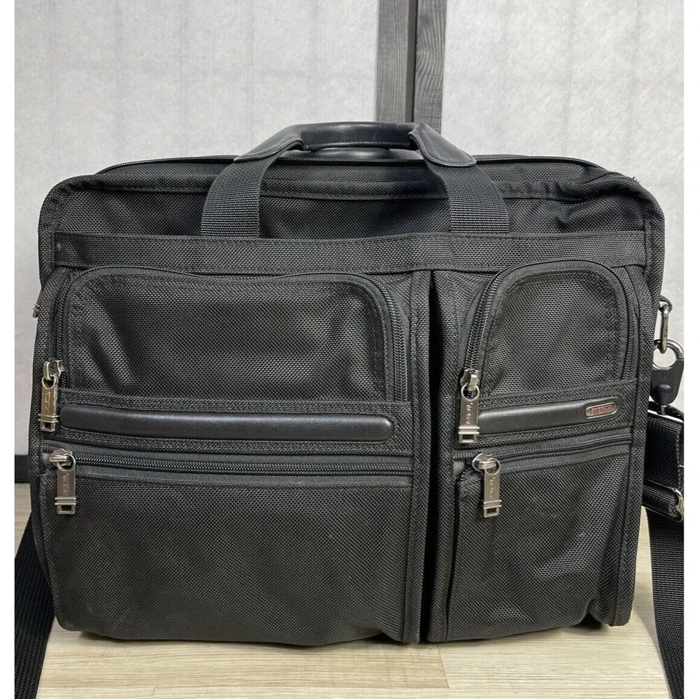 TUMI Black Ballistic Nylon Expandable Laptop Bag